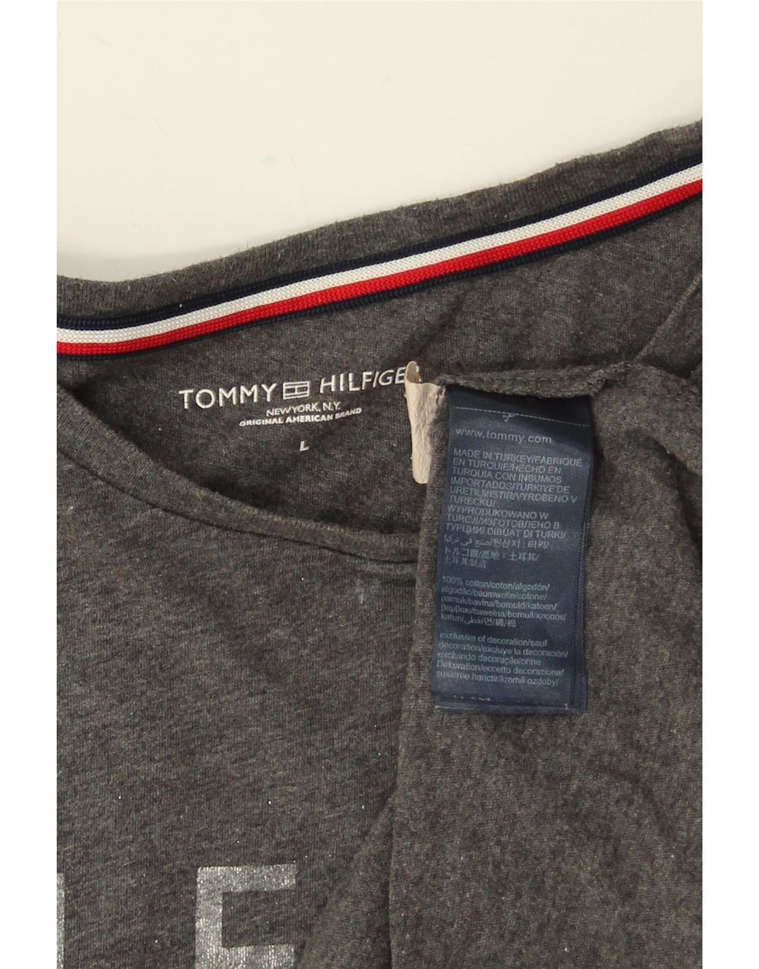Ανδρικό γραφικό T-Shirt Tommy Hilfiger Top μεγάλο γκρι βαμβακερό