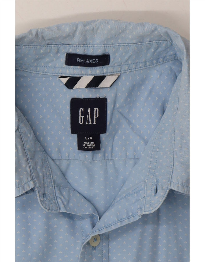 GAP Mens Abstract Pattern Relaxed Fit Shirt Large Blue Vintage Gap and Second-Hand Gap from Messina Hembry 