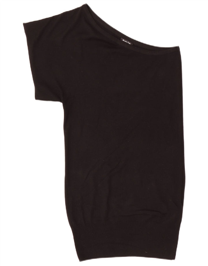 Massimo Dutti Γυναικείο φόρεμα άλτης με έναν ώμο UK 12 μέτριο μαύρο μετάξι