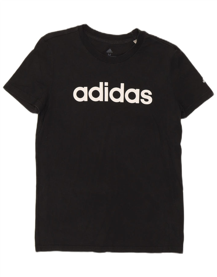 Γυναικείο γραφικό μπλουζάκι ADIDAS Top UK 12/14 Μεσαίο μαύρο βαμβακερό