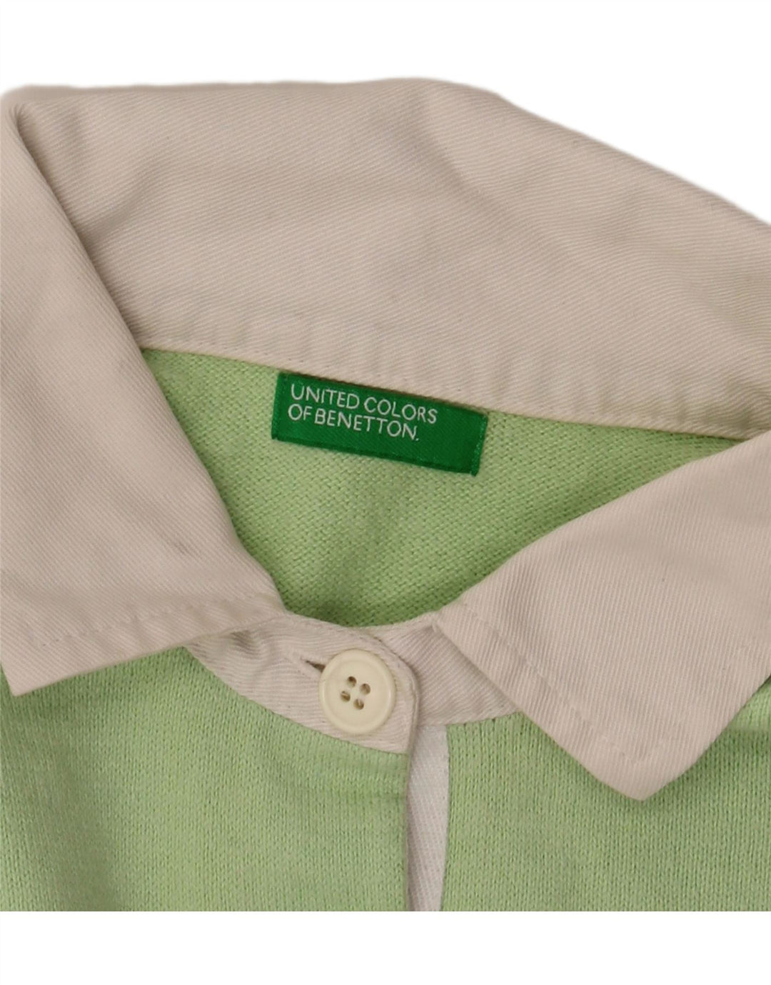 BENETTON Γυναικείο πουκάμισο πόλο UK 16 Large Green Colourblock Βαμβακερό