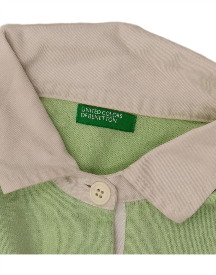 BENETTON Γυναικείο πουκάμισο πόλο UK 16 Large Green Colourblock Βαμβακερό