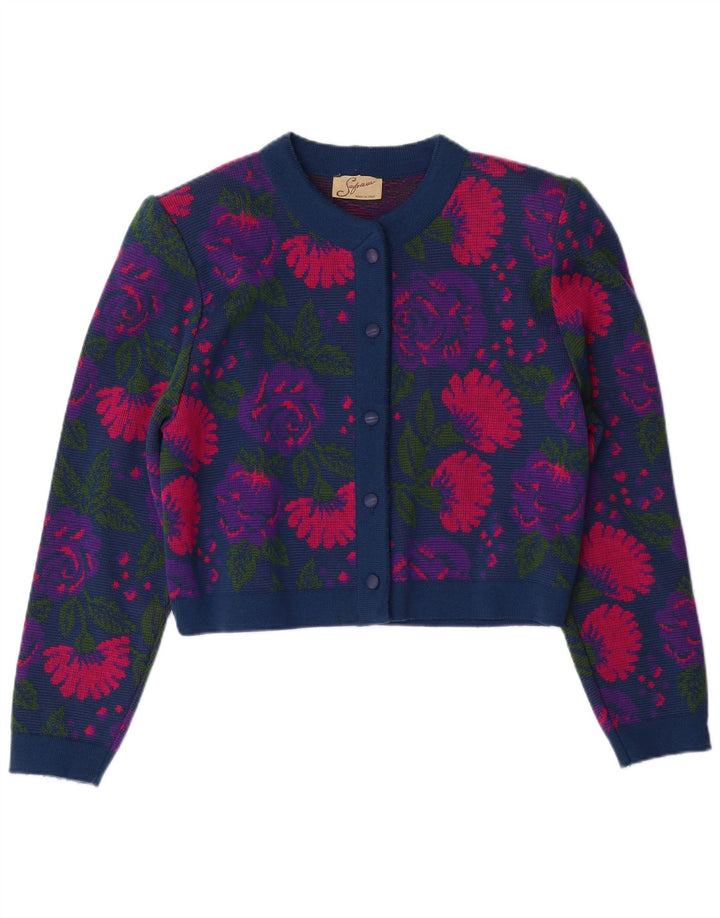 VINTAGE Γυναικείο Σετ 3 τεμαχίων IT 46 Μεγάλο W26 Μπλε Navy Floral Παρθένο μαλλί