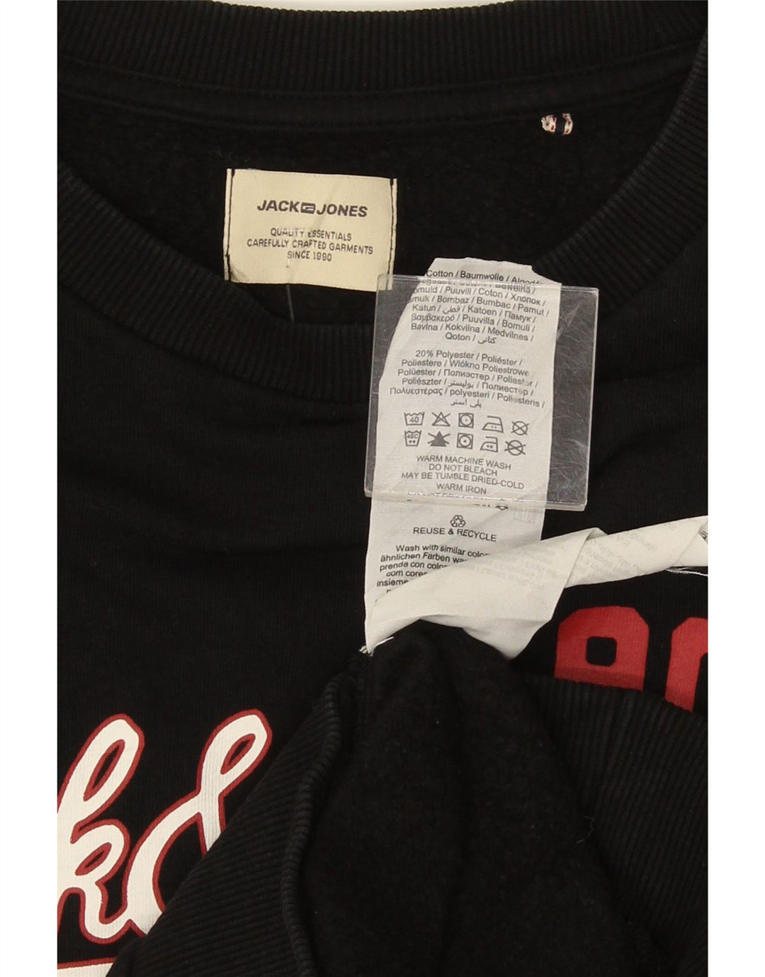 Jack & Jones Ανδρικό γραφικό φούτερ Jumper μεγάλο μαύρο βαμβακερό