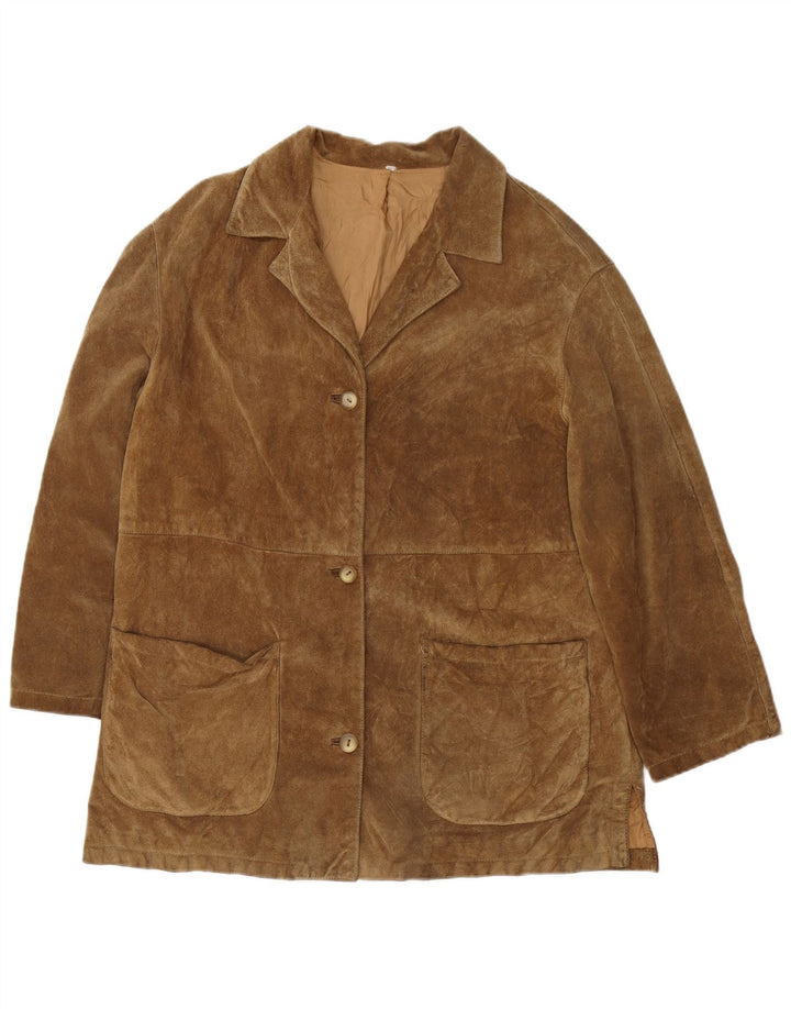 Vintage Γυναικείο Loose Fit Suede Jacket UK 14 Medium Brown