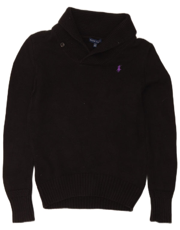 Ralph Lauren Γυναικείο πουλόβερ με λαιμό σάλι UK 12 μεσαίο μαύρο βαμβακερό