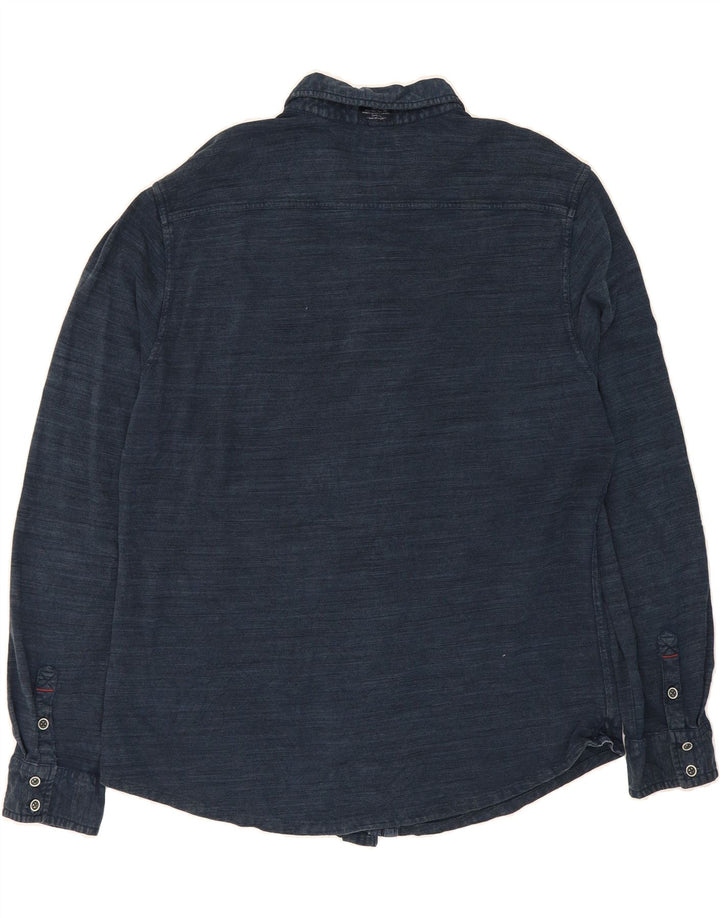 ENGBERS Mens Shirt 2XL Navy Blue Pinstripe Cotton Vintage Engbers and Second-Hand Engbers from Messina Hembry 