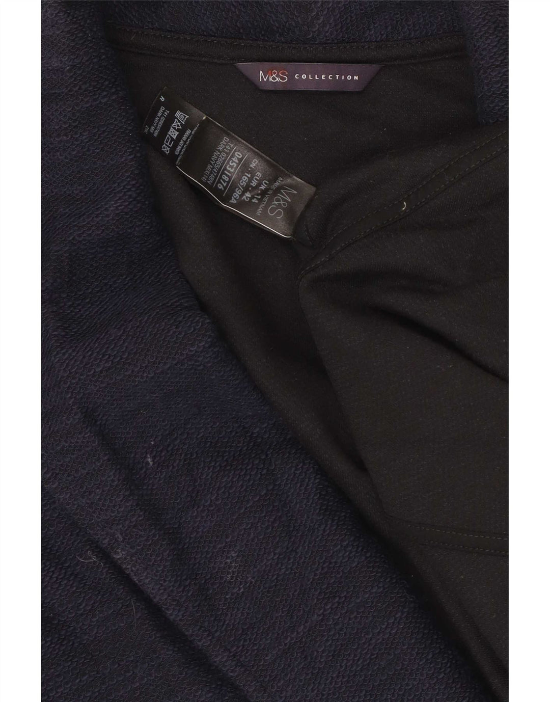 Marks & Spencer Γυναικείο Open Blazer Jacket UK 14 Large Navy Blue Cotton