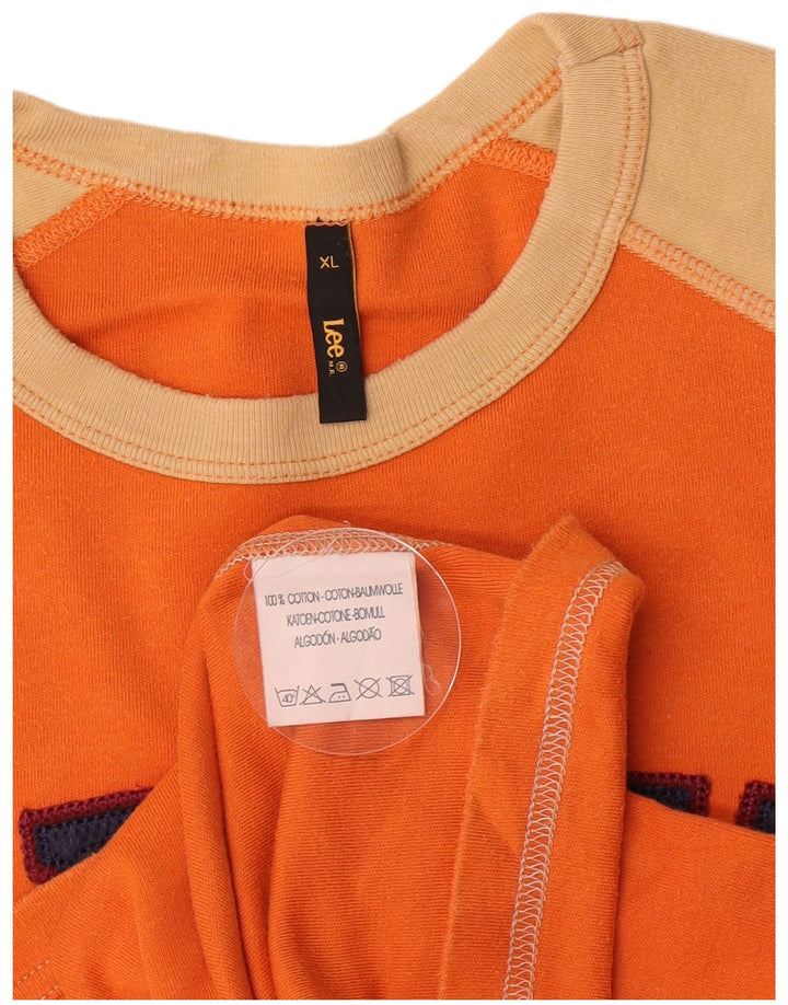 Lee Mens Graphic Top Μακρυμάνικο XL Πορτοκαλί Colourblock Βαμβακερό