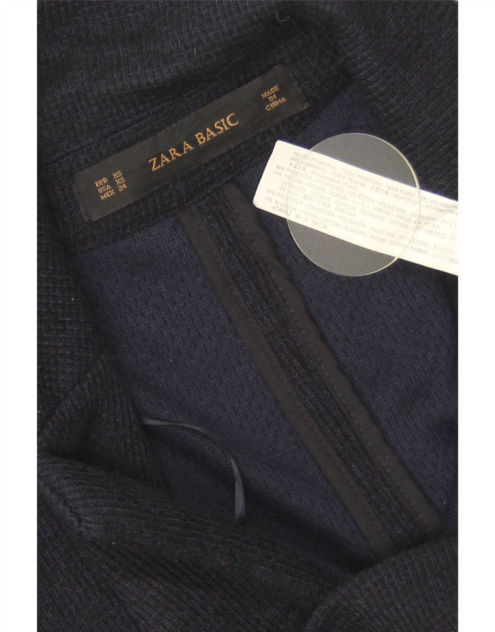 Zara Γυναικείο μπουφάν μπλέιζερ μεγάλου μεγέθους με 1 κουμπί UK 6 XS Navy Blue Polyester