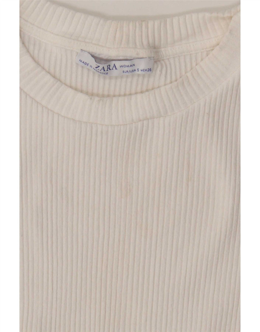 Zara Γυναικεία Μπλούζα Crop Top UK 8 Small White Viscose