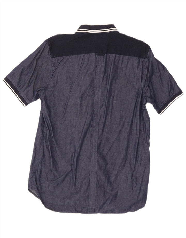 Fred Perry Ανδρικό κοντομάνικο πουκάμισο Βαμβακερό μεσαίο μπλε ναυτικό ριγέ