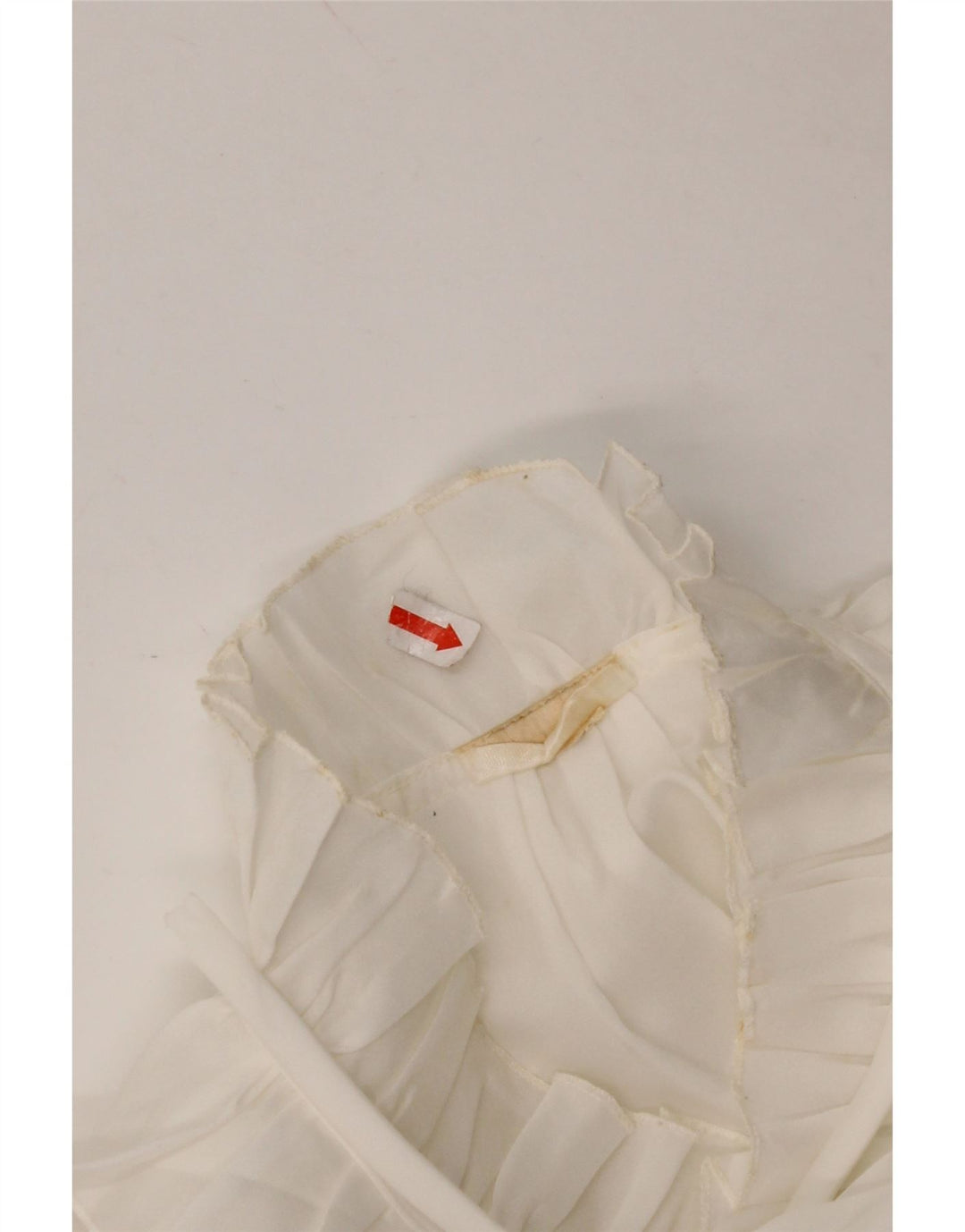 VINTAGE Γυναικείο πουκάμισο με βολάν μπλούζα UK 16 Large Λευκό