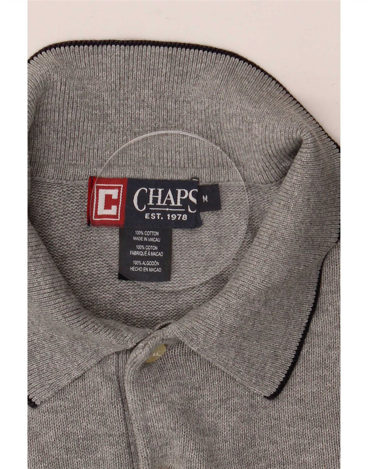 Chaps Ανδρικό πουλόβερ με λαιμόκοψη μεσαίου γκρι βαμβακερό