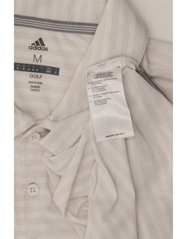 Ανδρικό πουκάμισο Adidas Golf Polo με μεσαίο λευκό ριγέ πολυεστέρα