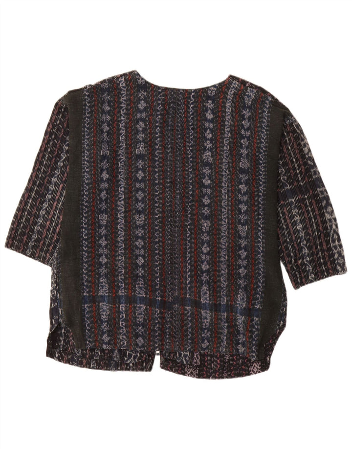 VINTAGE γυναικείο πουκάμισο 3/4 μανίκι μπλούζα UK 18 XL μαύρο ριγέ