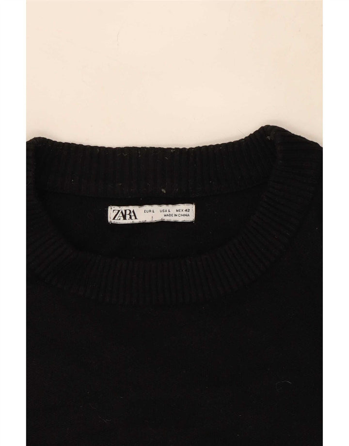 Zara Ανδρικό πουλόβερ με λαιμόκοψη μεγάλη μαύρη βισκόζη