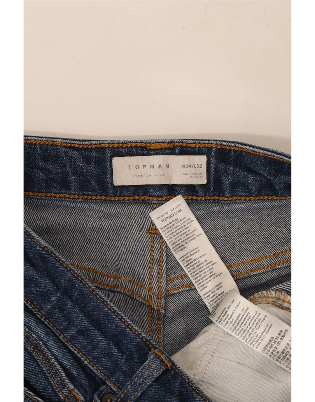TOPSHOP Ανδρικό Slim Jeans W34 L30 Blue Cotton