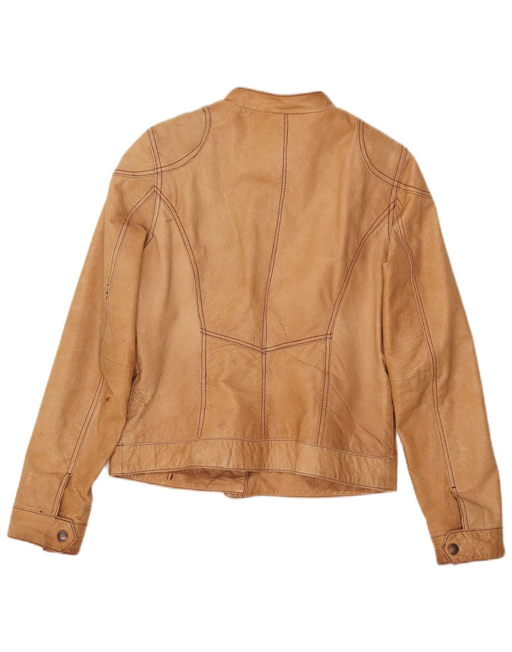 Vintage Γυναικείο Δερμάτινο Μπουφάν UK 12 Medium Beige Leather