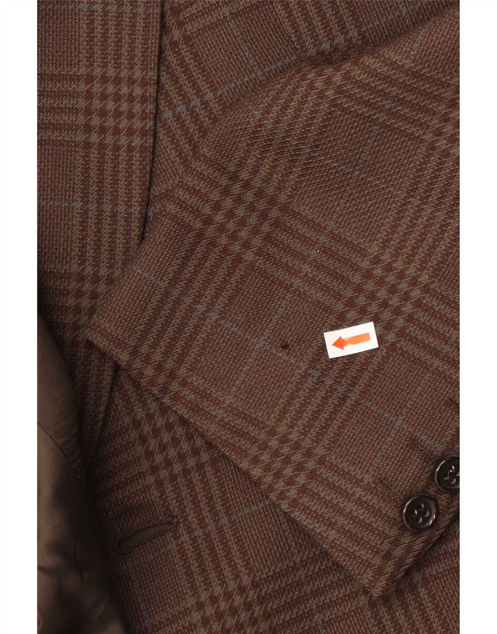 Vintage Ανδρικό σακάκι 2 κουμπιών σακάκι IT 50 Large Brown Check Wool