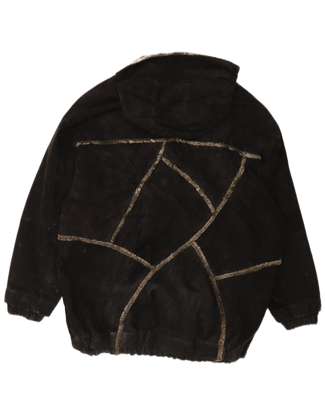 GIORGIO MOBIANI Ανδρικό σουέτ μπουφάν με κουκούλα UK 44 2XL μαύρο δέρμα