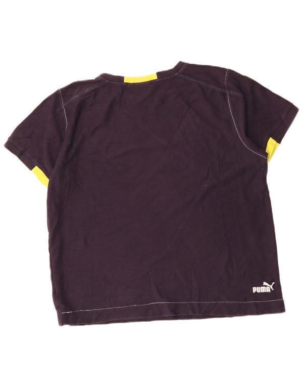 Ανδρικό γραφικό μπλουζάκι Puma Top Large Navy Blue Colourblock Βαμβακερό