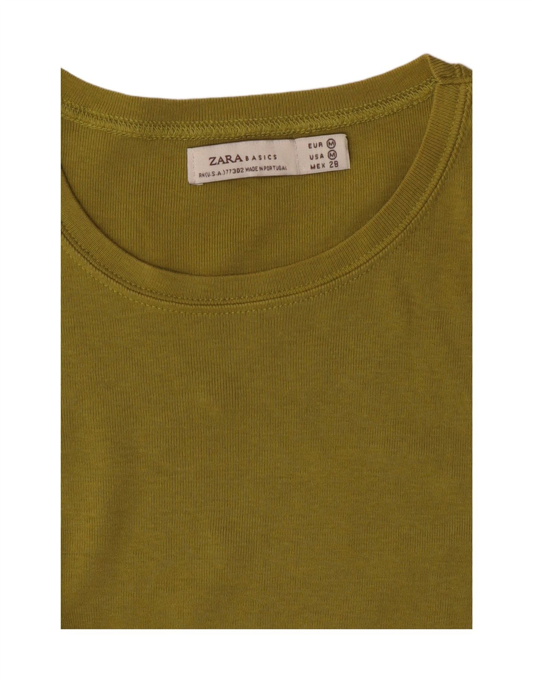 ZARA Womens Basic T-Shirt Top UK 12 Medium Green Vintage Zara and Second-Hand Zara from Messina Hembry 