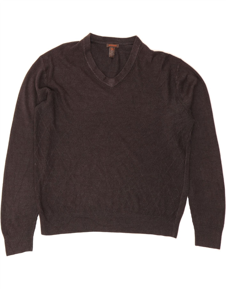 DOCKERS Mens V-Neck Jumper Sweater XL Black Acrylic Vintage Dockers and Second-Hand Dockers from Messina Hembry 