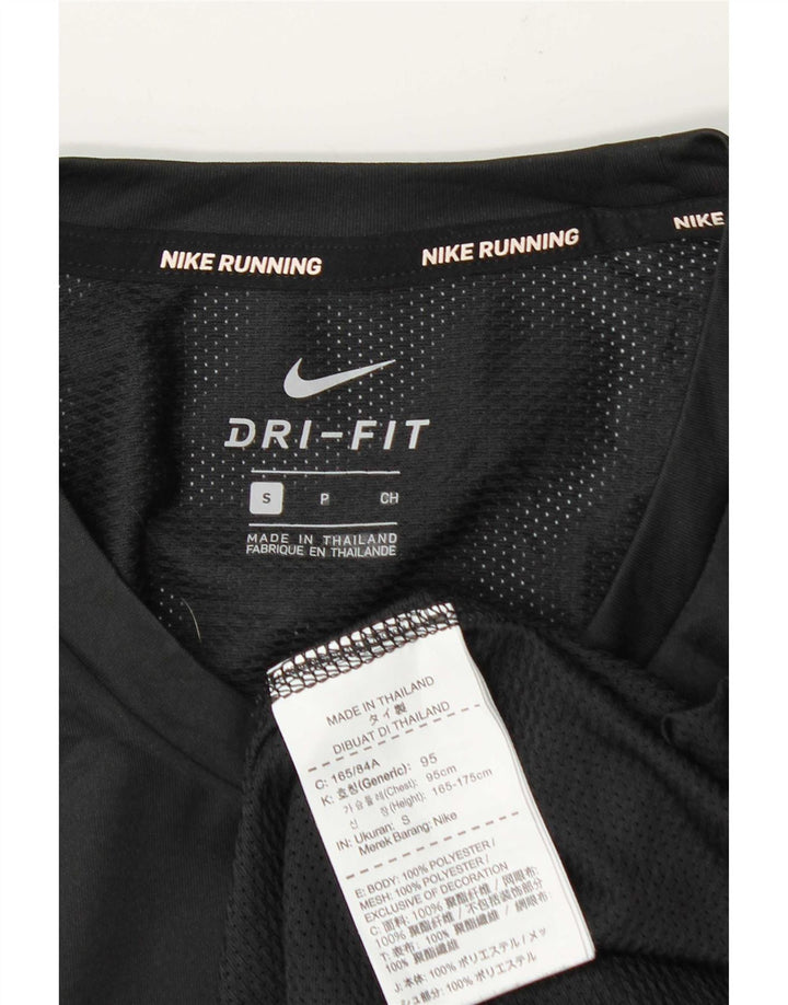 Ανδρικό μπλουζάκι για τρέξιμο Nike Dri Fit, μικρό μαύρο ριγέ πολυεστέρα
