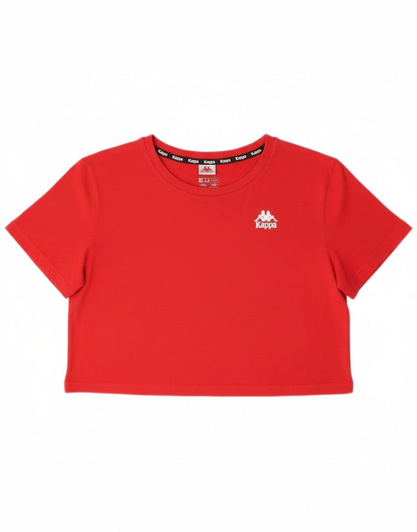 Kappa Γυναικείο T-Shirt Graphic Crop Top UK 14 Medium Red Sports