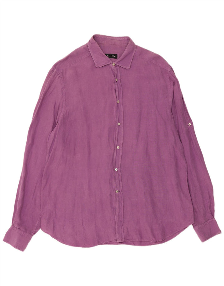 Ανδρικό πουκάμισο Massimo Dutti 2XL Μωβ