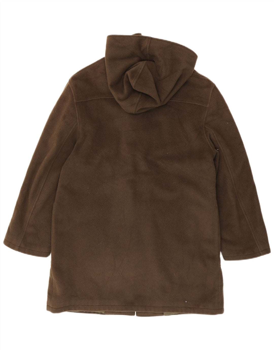 Vintage γυναικείο παλτό Duffle με κουκούλα IT 46 μεγάλο παρθένο μαλλί χακί