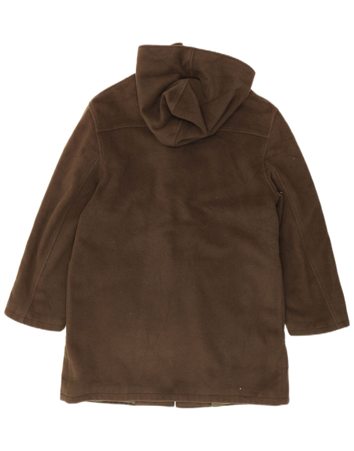 Vintage γυναικείο παλτό Duffle με κουκούλα IT 46 μεγάλο παρθένο μαλλί χακί