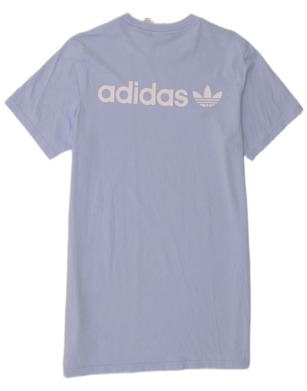 Γυναικείο T-Shirt Φόρεμα Adidas UK 12/14 μεσαίο μπλε βαμβακερό