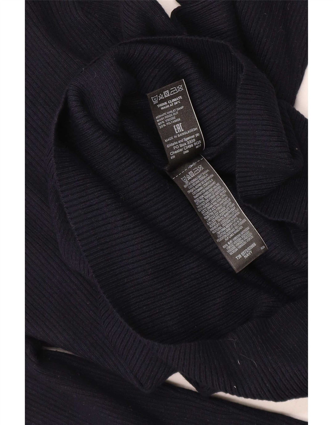 Marks & Spencer Γυναικείο πουλόβερ με ρολό λαιμόκοψη UK 12 Medium Navy Blue