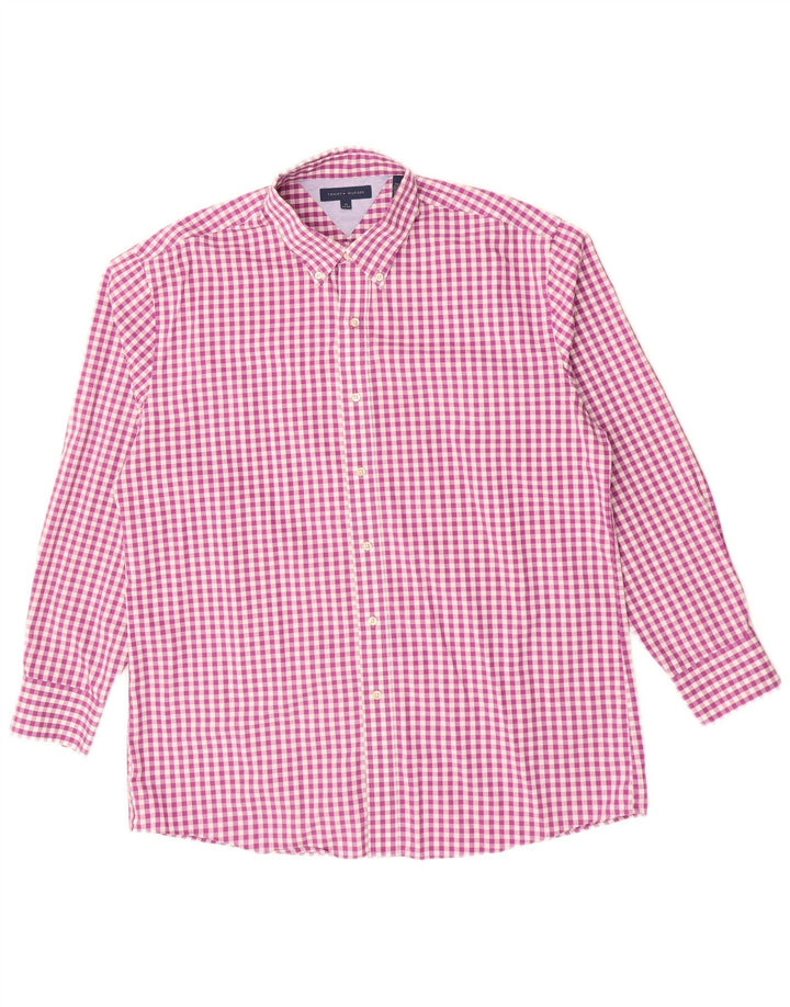 TOMMY HILFIGER Ανδρικό πουκάμισο 17 XL Μωβ βαμβακερό Gingham