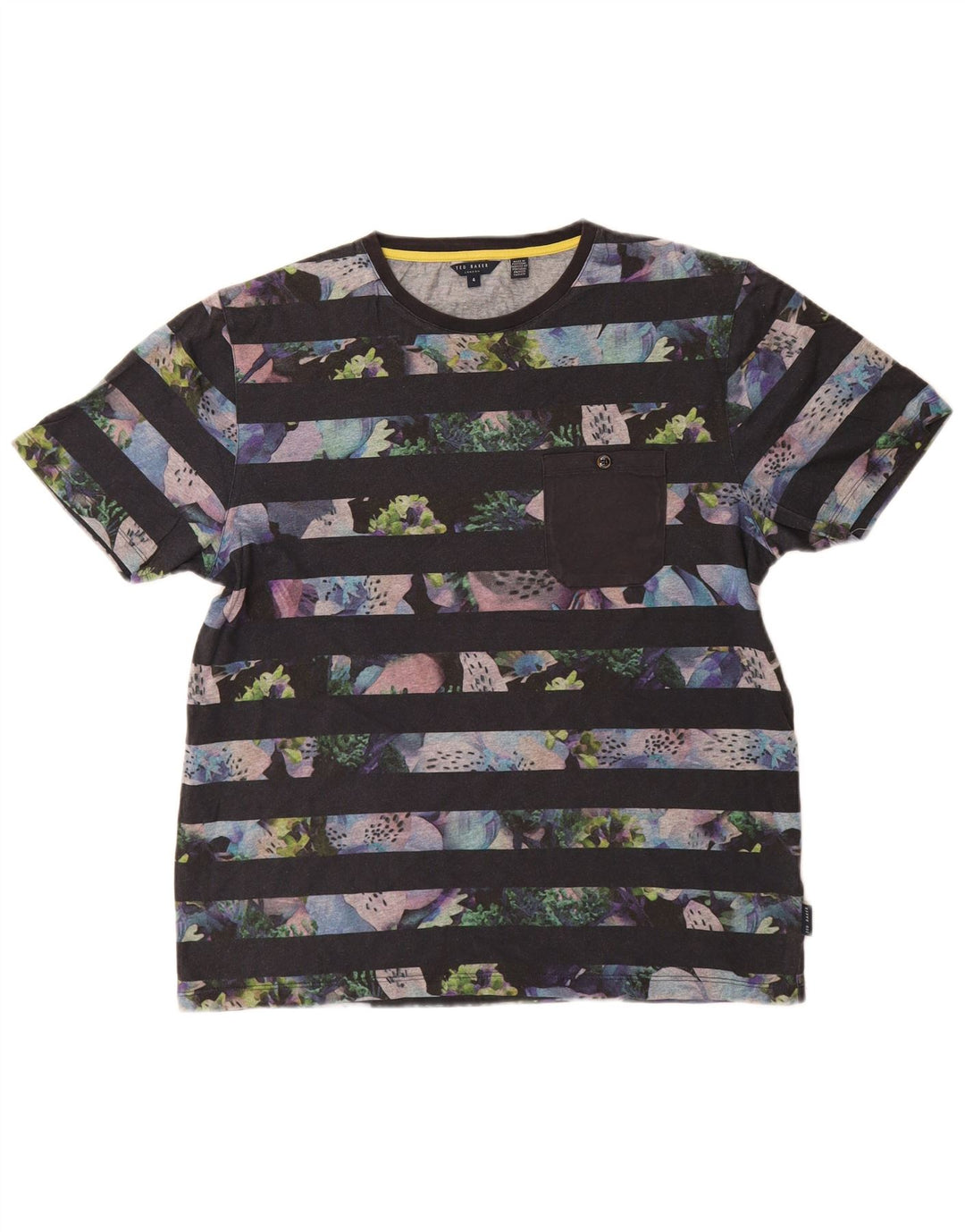 Ανδρικό T-Shirt Ted Baker Top Size 4 Large Navy Blue ριγέ