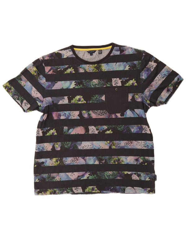 Ανδρικό T-Shirt Ted Baker Top Size 4 Large Navy Blue ριγέ