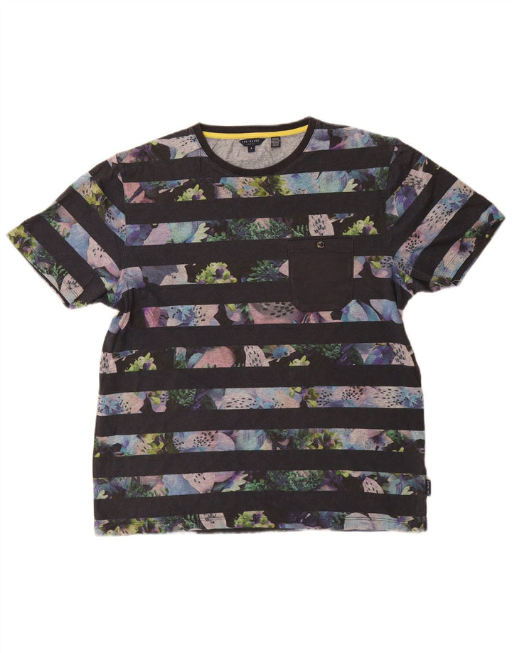 Ανδρικό T-Shirt Ted Baker Top Size 4 Large Navy Blue ριγέ