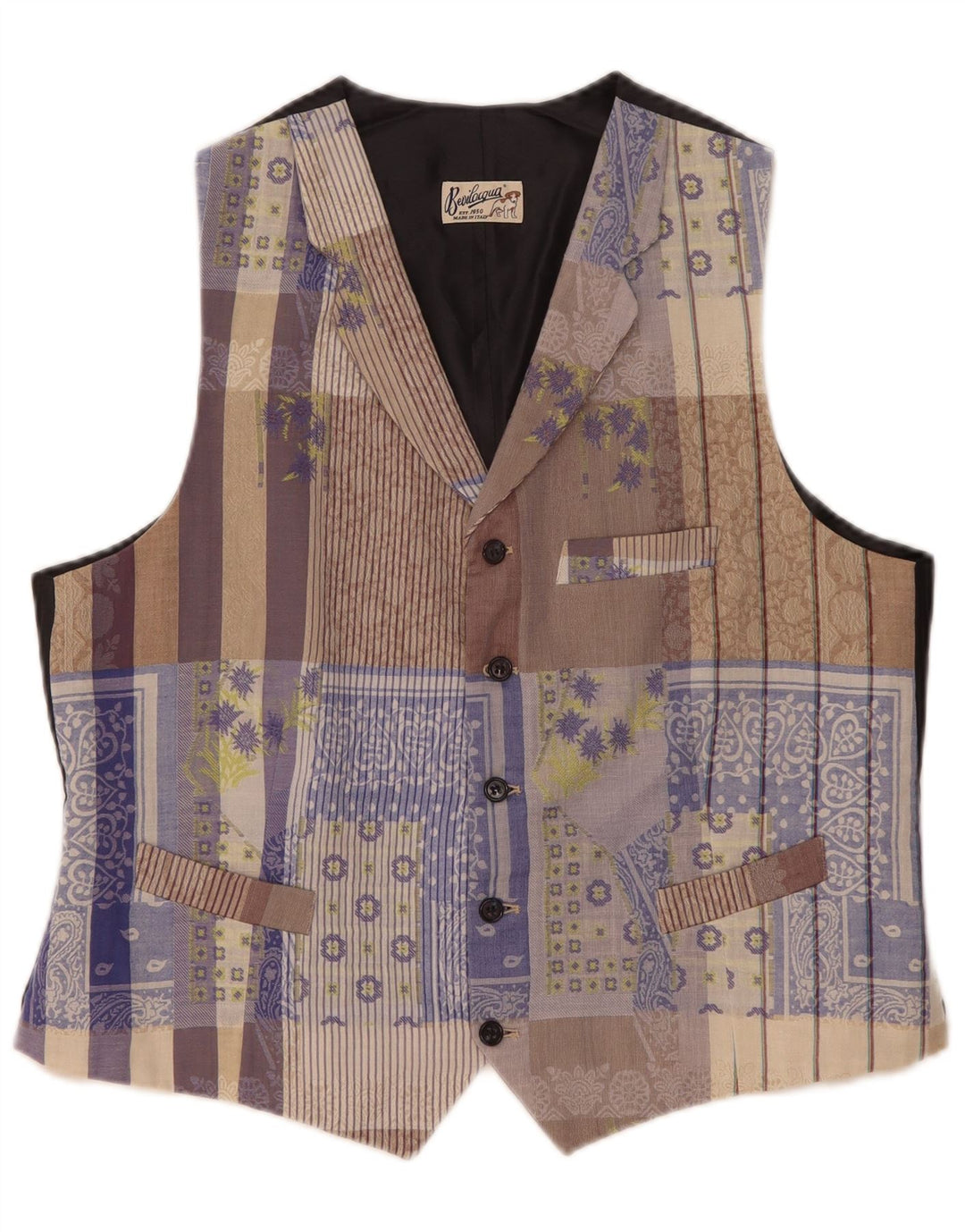Vintage Ανδρικό Γιλέκο XL Πολύχρωμο Βαμβακερό Patchwork