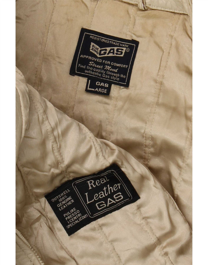 Ανδρικό δερμάτινο μπουφάν Gas Racer UK 40 Large Beige Colourblock