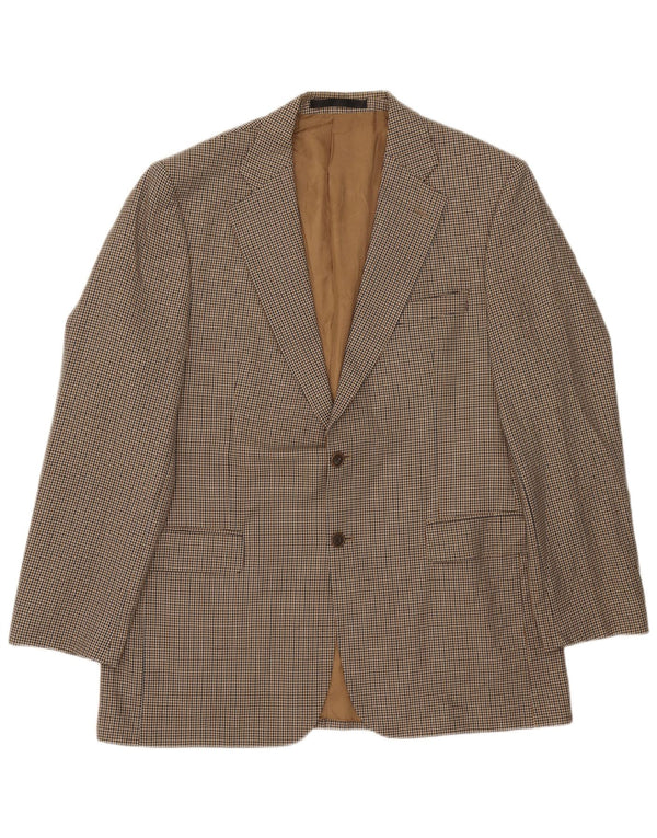 Marks & Spencer Ανδρικό Longline Blazer Jacket UK 42 Large Beige Houndstooth