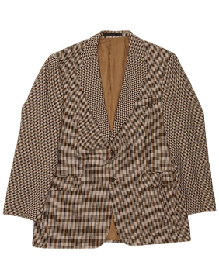 Marks & Spencer Ανδρικό Longline Blazer Jacket UK 42 Large Beige Houndstooth