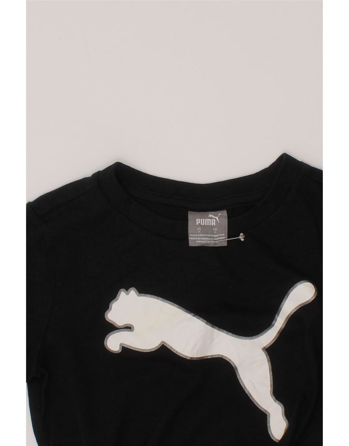 Puma Boys Graphic T-Shirt Top 3-4 Years Μαύρο