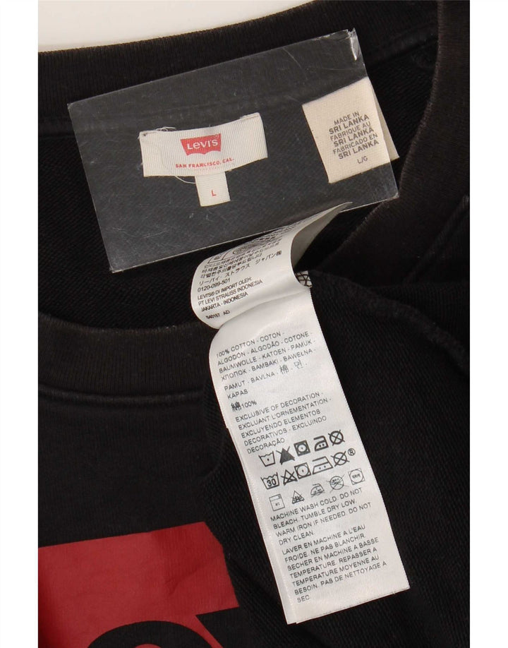 Γυναικείο γραφικό φούτερ Levi's Jumper UK 16 μεγάλο μαύρο βαμβακερό