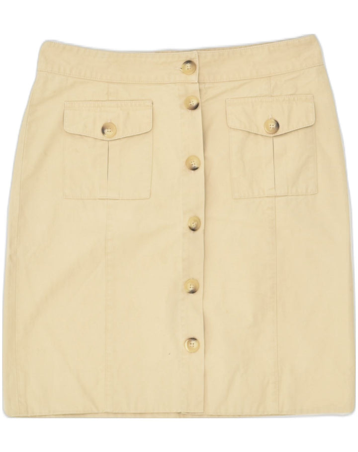 GLENFIELD Womens Midi Skirt IT 44 Medium W30 Beige Cotton | Vintage Glenfield | Thrift | Second-Hand Glenfield | Used Clothing | Messina Hembry 