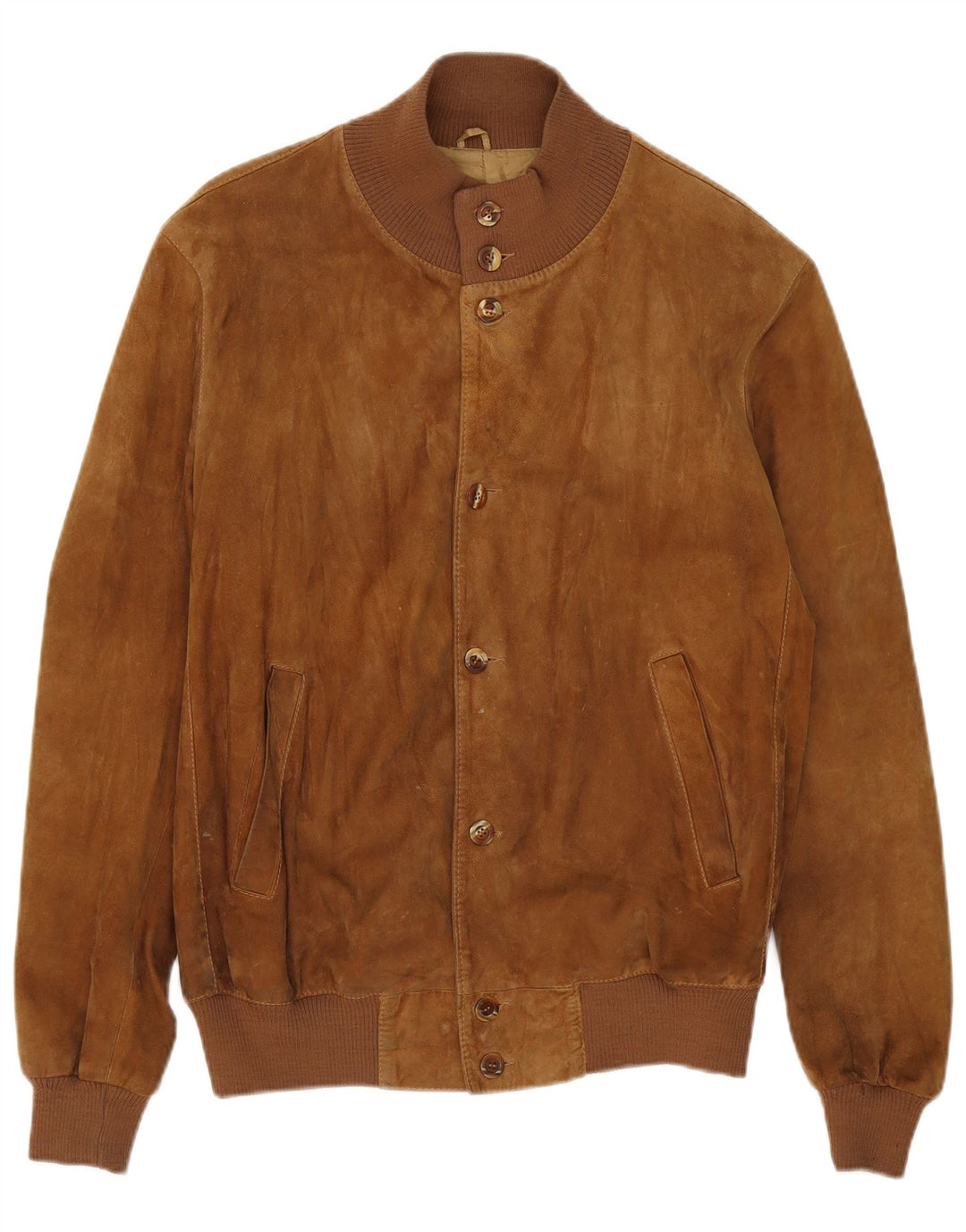 Vintage Ανδρικό Suede Bomber Jacket UK 40 Large Beige Leather