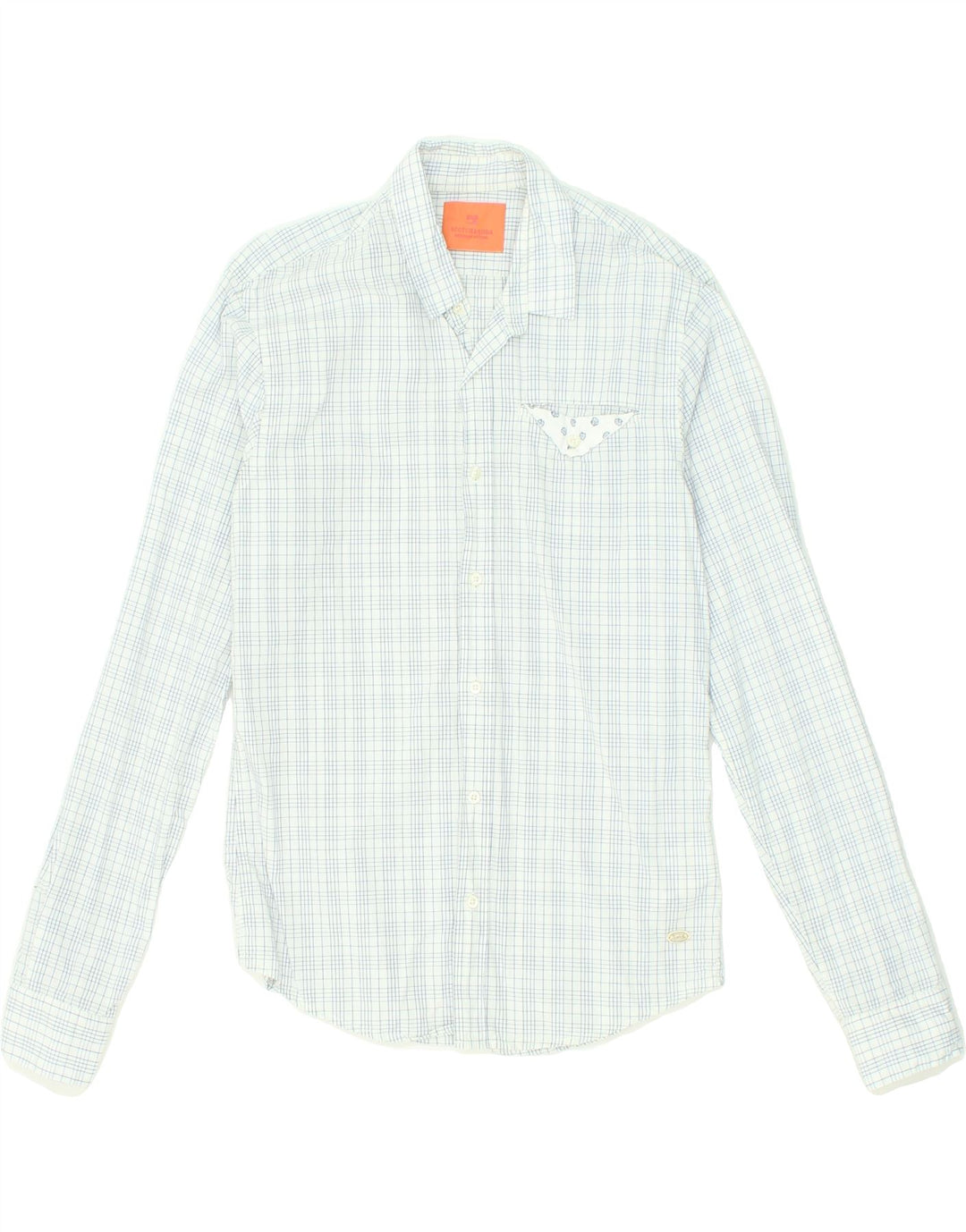 SCOTCH & SODA Mens Shirt Small Blue Check Cotton Vintage Scotch & Soda and Second-Hand Scotch & Soda from Messina Hembry 