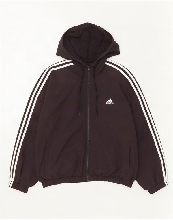 Adidas Γυναικεία φόρμα υπερμεγέθης με κουκούλα Top Jacket UK 20/22 XL Μαύρο νάιλον