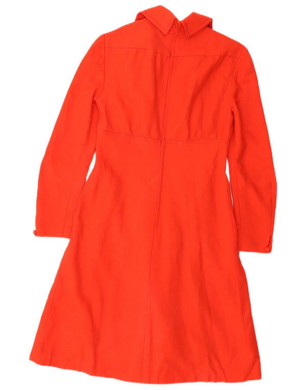 VINTAGE Womens Long Sleeve A-Line Dress EU 38 Medium Red New Wool